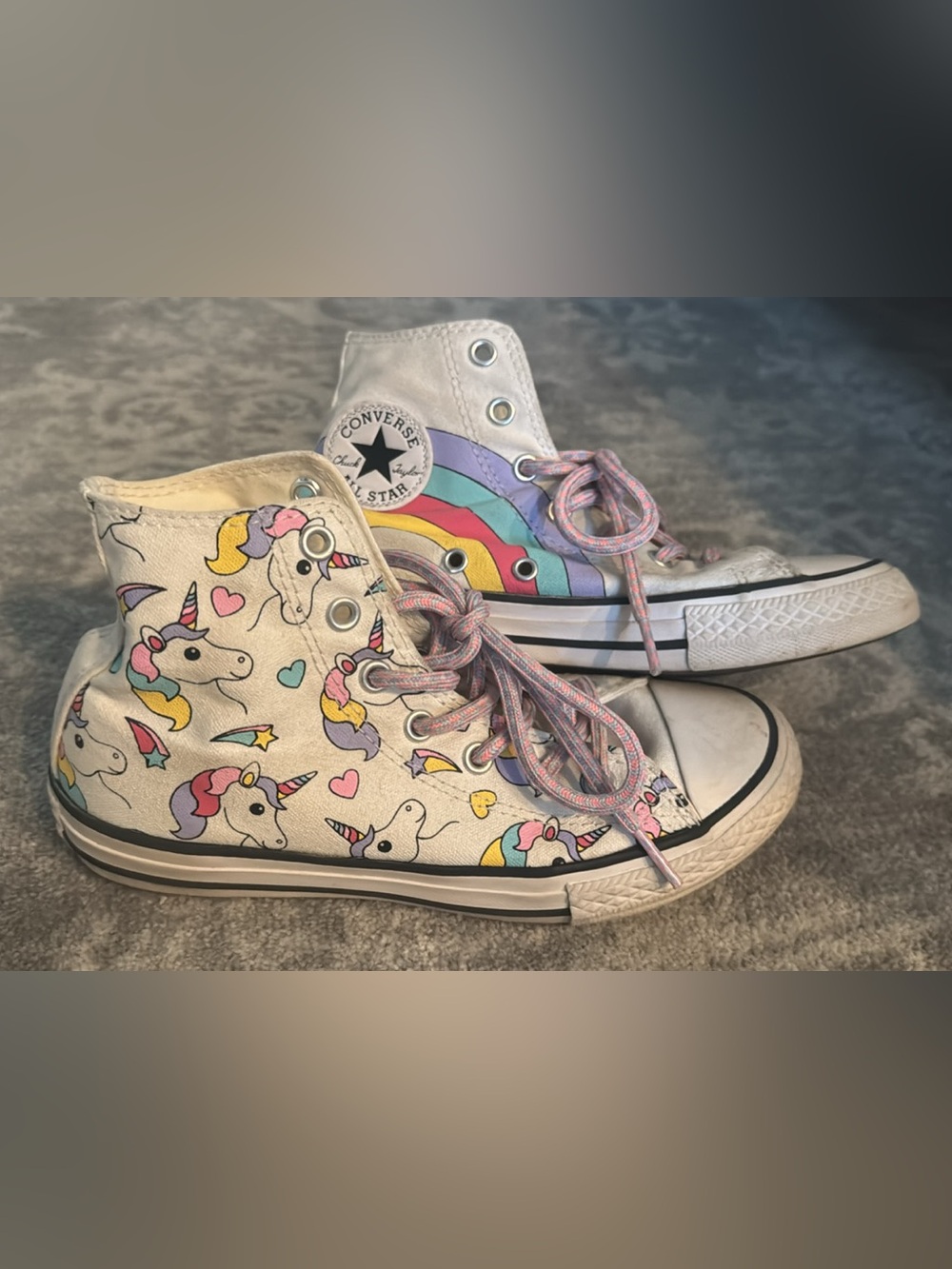 Converse Kids White Unicorn Rainbow High-Top Sneakers